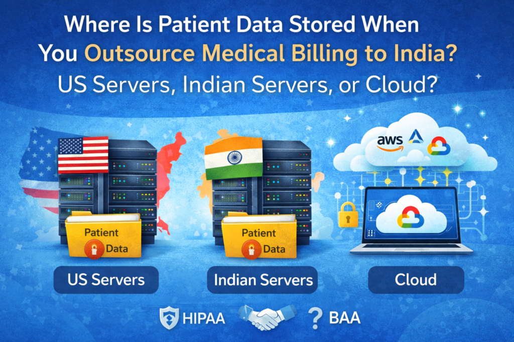 US healthcare provider reviewing cloud storage options for patient data outsourced to India with HIPAA compliance