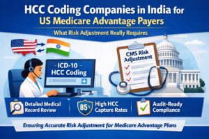 Certified HCC coder in India performing risk adjustment coding for US Medicare Advantage payer contracts
