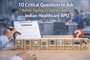 Key questions checklist before signing a contract with an Indian healthcare BPO covering compliance data security and billing performance