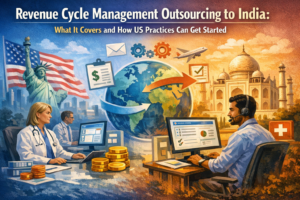 US healthcare practice outsourcing full revenue cycle management operations to India with end-to-end RCM workflow