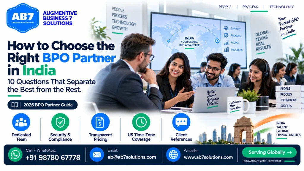 AB7 Solutions poster: How to Choose the Right BPO Partner in India: 10 Questions That Separate the Best from the Rest